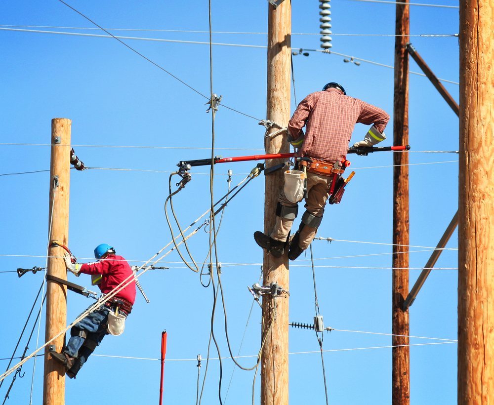 Bayside line crews working on overhead power distribution
